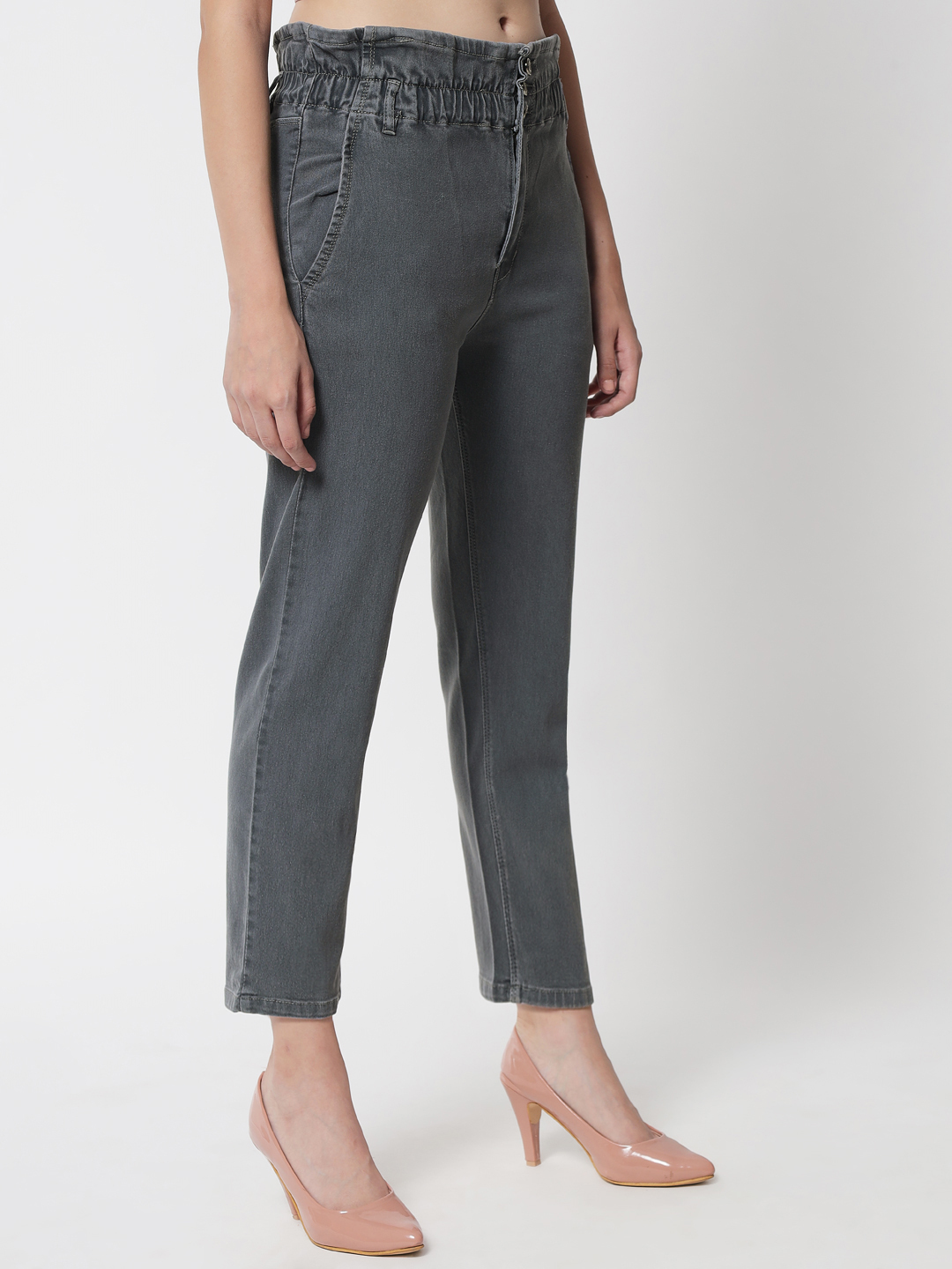 M Moddy 525grey Boyfriend Fit Stretchable Ankle-length Women Jeans