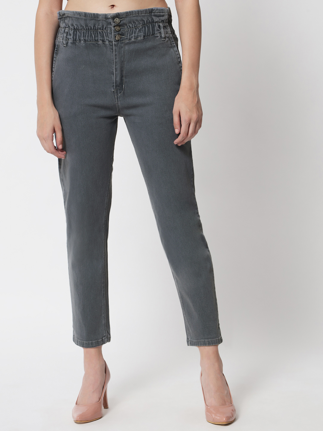 M Moddy 525grey Boyfriend Fit Stretchable Ankle-length Women Jeans