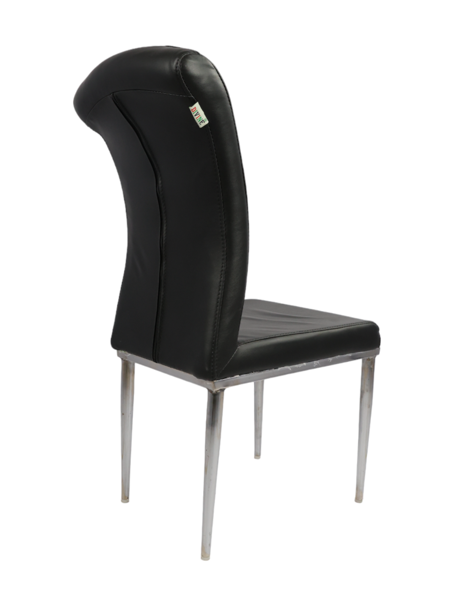 Adhunika High Back Steel Dining Chair With Leather Seat And Back (18x20x39)