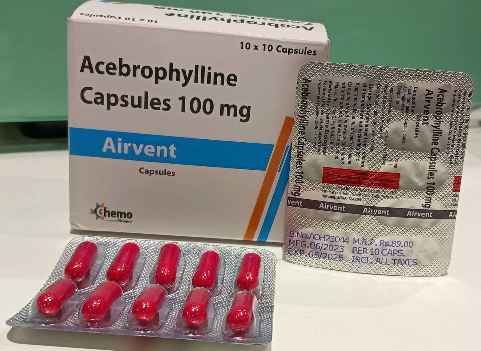 Acebrophylline 100 Mg Capsule - Mucolytic & Bronchodilator For Copd | Improves Breathing Disorders, Suitable For Adults, Teens, Women