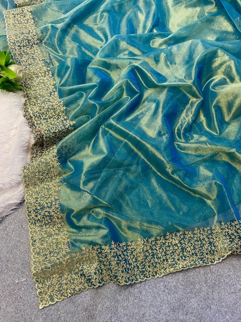 Embroidered Sarees - Silk Material, 5 Colour Options | Party Wear With Zari Work