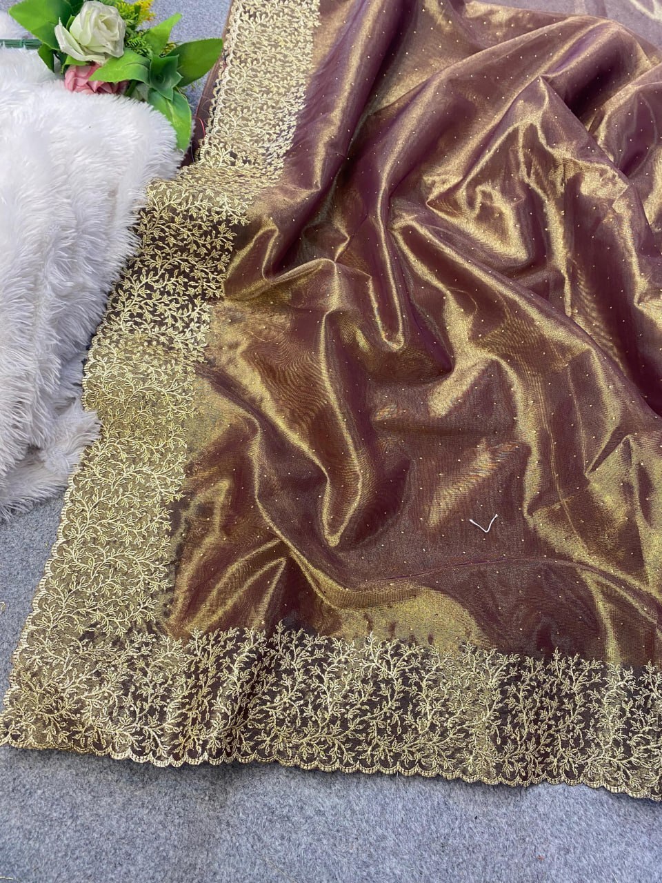 Embroidered Sarees - Silk Material, 5 Colour Options | Party Wear With Zari Work