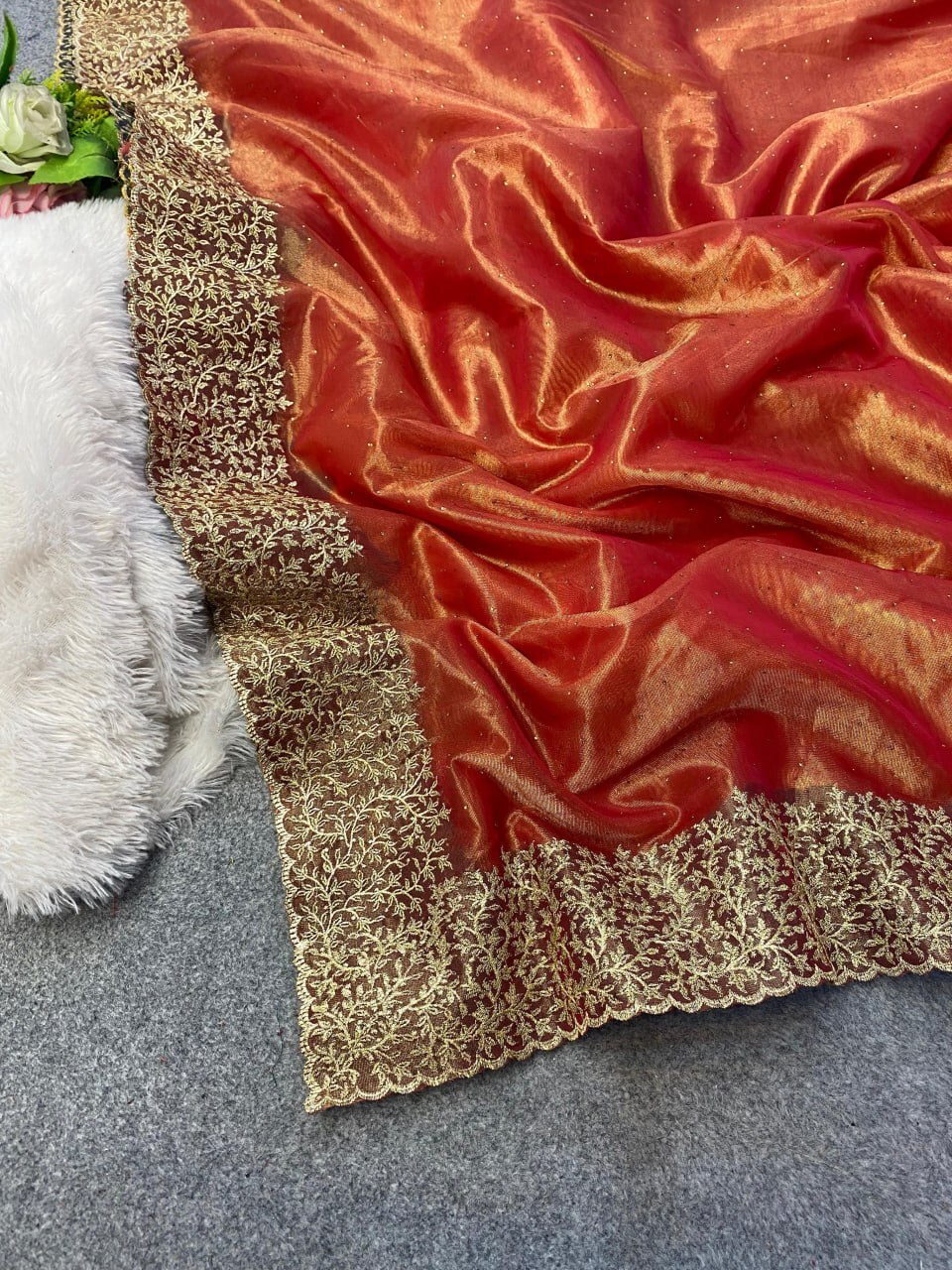 Embroidered Sarees - Silk Material, 5 Colour Options | Party Wear With Zari Work