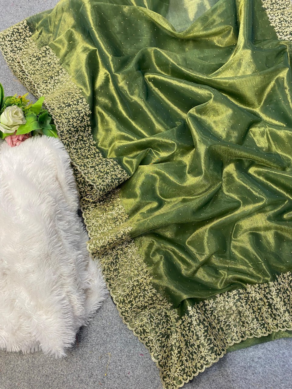 Embroidered Sarees - Silk Material, 5 Colour Options | Party Wear With Zari Work