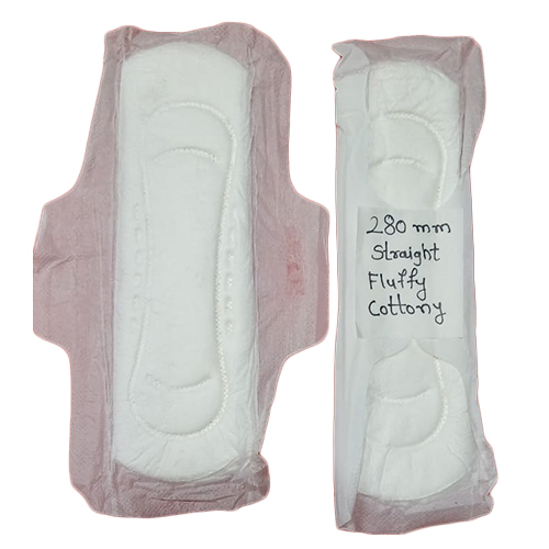 280 MM Straight Fluffy Cotton Sanitary Napkin - Cotton Material, 280 MM Size | Designed for Women's Comfort, External Use, All Ages
