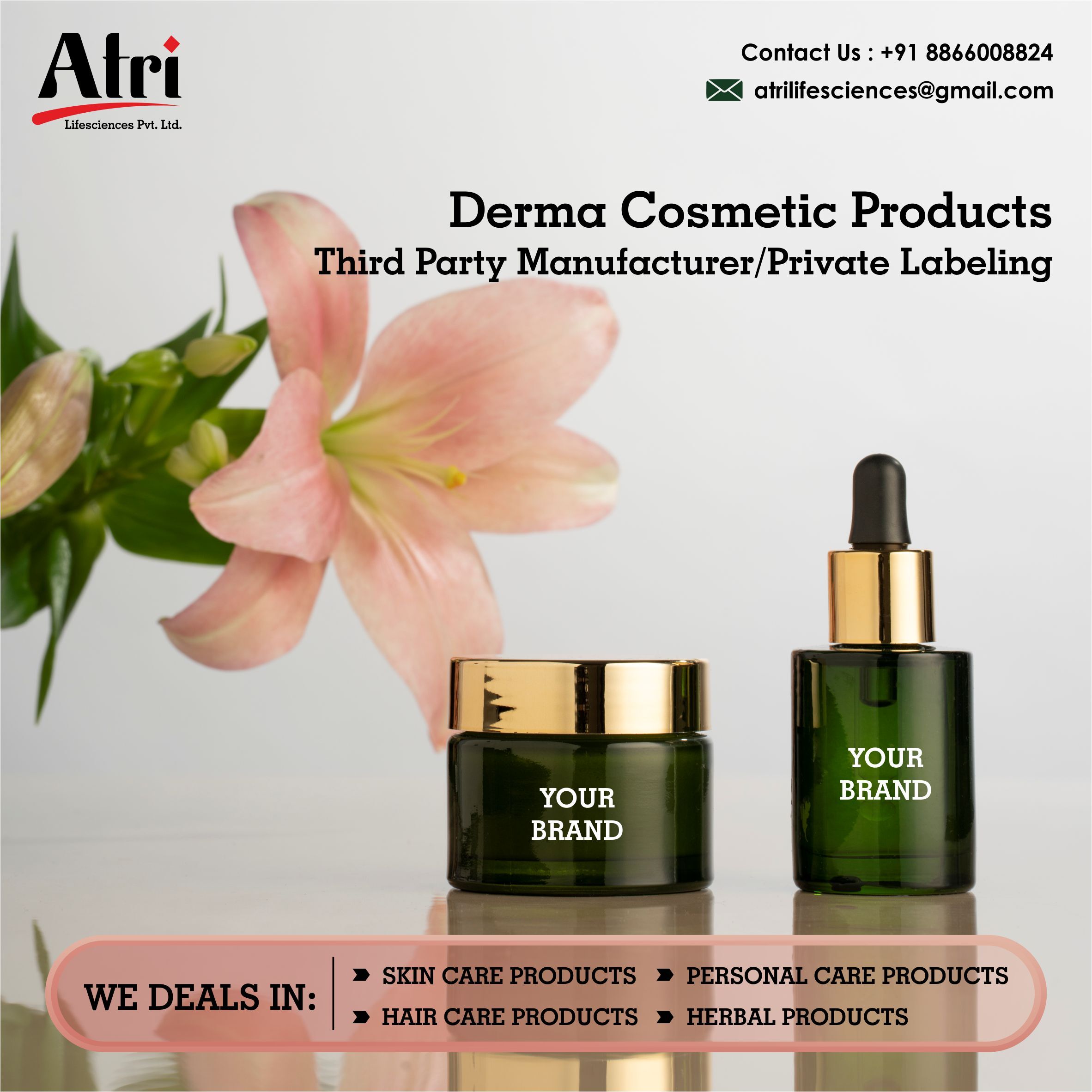 Cosmetics Contract Manufacturing Service - Herbal & Natural Ingredients | Custom Packaging, Safe For All Skin Types, Handmade, Cruelty-free