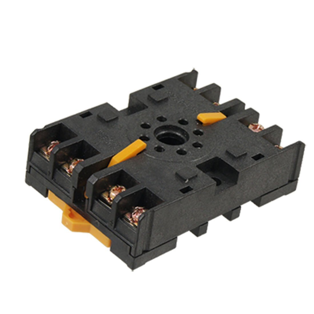 Screw Terminals P2cf-08 - Round Socket Base, 8-pin, Black Color, Din Rail/surface Mounting, Compatible With H3ca, H3cr, H5cn, H5cx, H5cz
