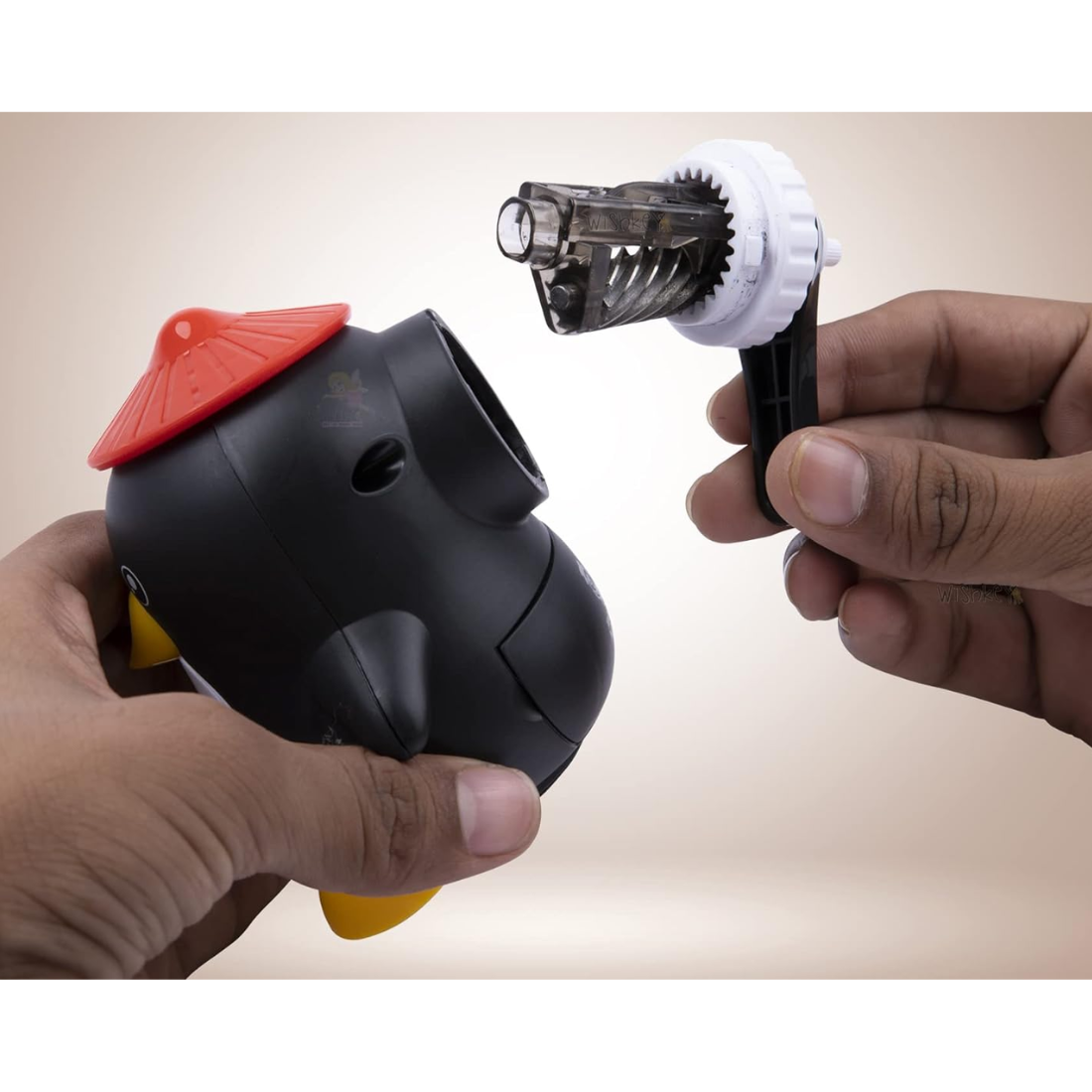 Penguin Shape Pencil Sharpener - Plastic Material, Standard Size | Compact Design, Removable Tray, Ideal For Kids And Adults