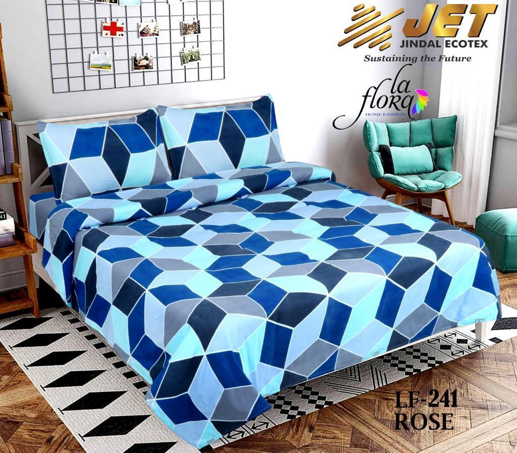 Microfiber Printed Floral Bedsheet - Color: Blue