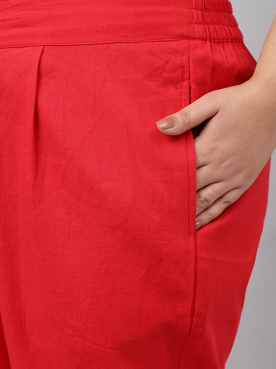 Ladies Red Cotton Flex Pant - Feature: Washable