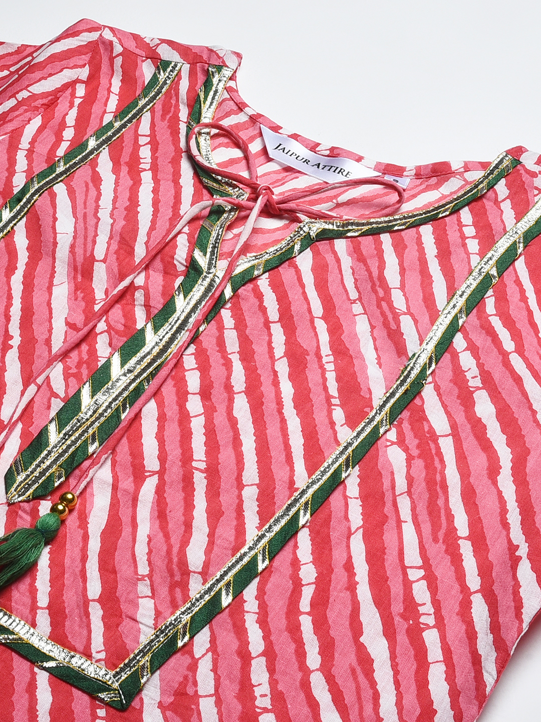 Fancy Kurti - Printed Cotton Lahariya Design, Size S To Xxl | Quick Dry, Washable, Waterproof, Trendy 3-4th Sleeve, Ideal For All Seasons