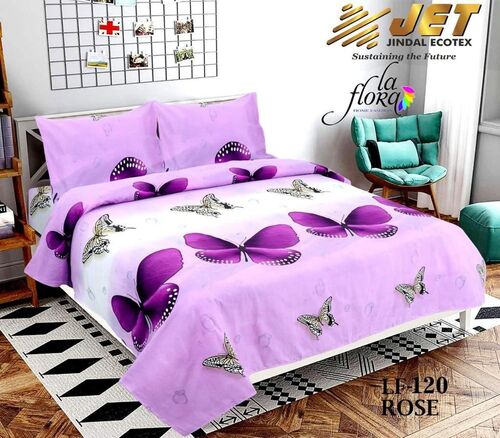 Microfiber Floral Double Bedsheet - Color: Rose