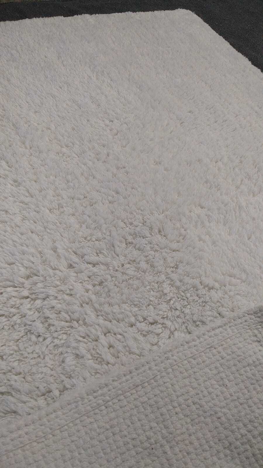 Hotel Bath Rugs - Cotton, 66x97 Cm, White | Rectangular, Anti-slip Hot Melt Latex, Machine Washable, Quick Drying, Water Absorbent, 1850 Gsm, Modern Design