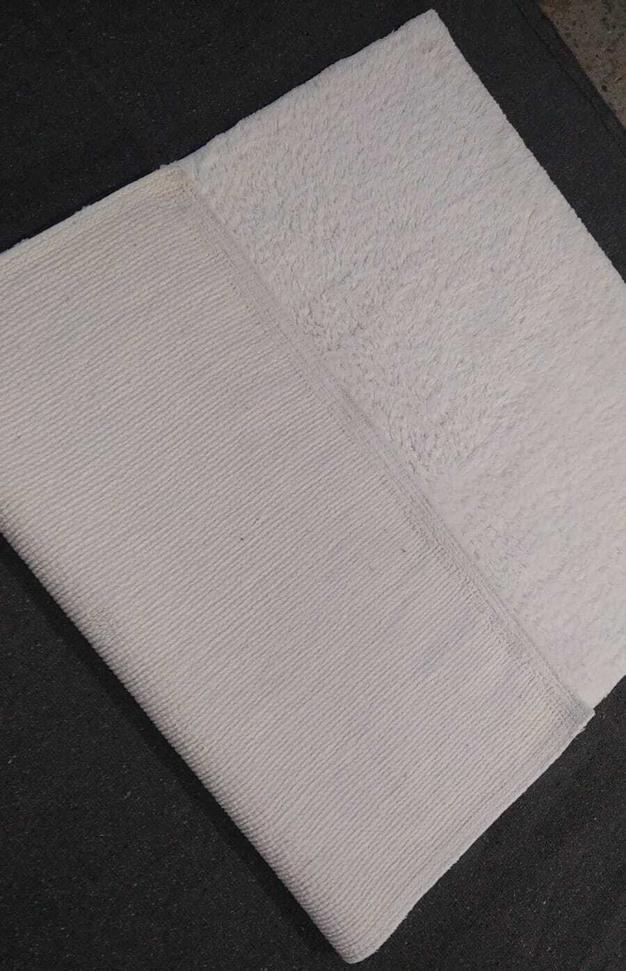 Hotel Bath Rugs - Cotton, 66x97 Cm, White | Rectangular, Anti-slip Hot Melt Latex, Machine Washable, Quick Drying, Water Absorbent, 1850 Gsm, Modern Design