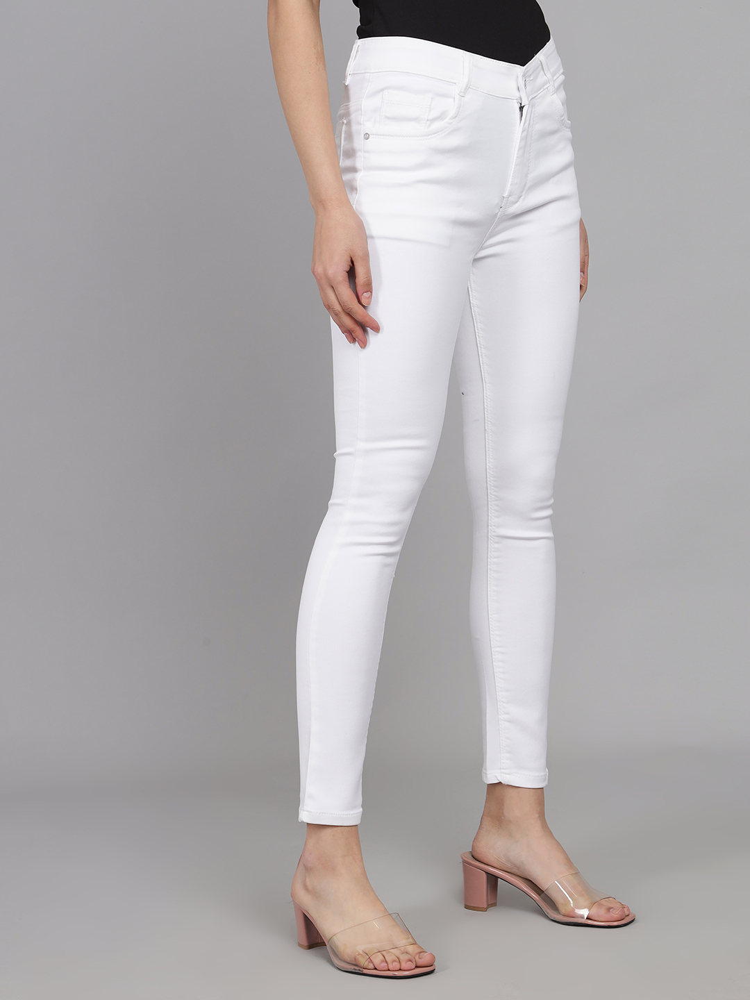 M Moddy Women's Slim Fit Stretchable Ankle-length Solid Plain Denim Lycra Jeans