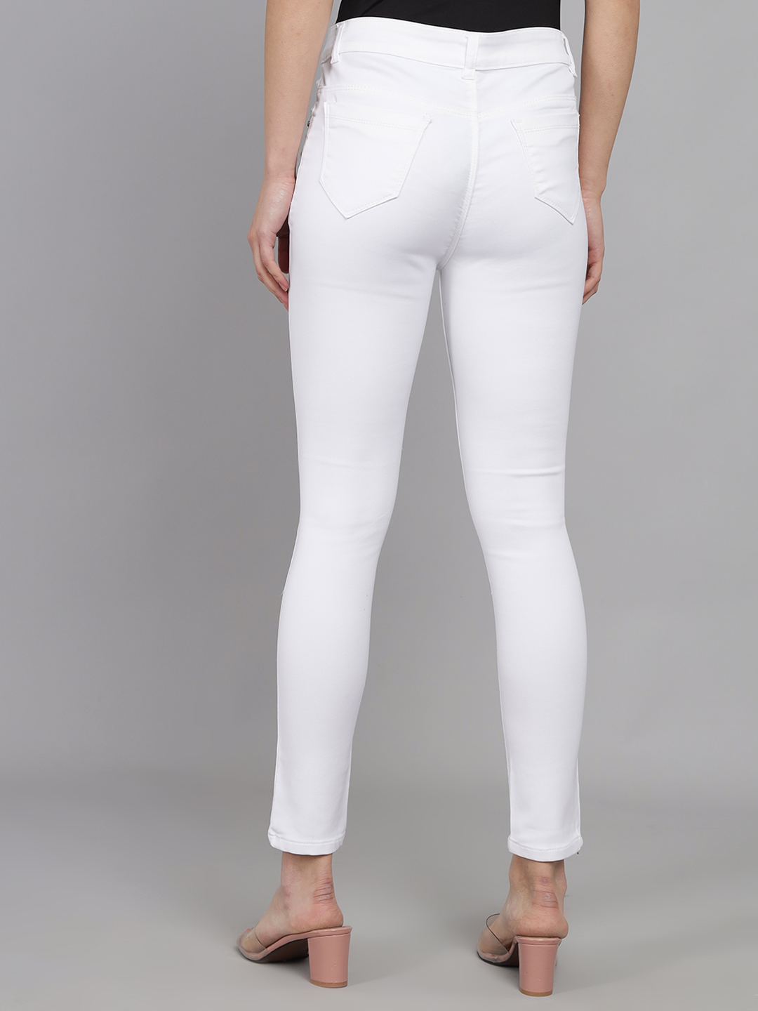 M Moddy Women's Slim Fit Stretchable Ankle-length Solid Plain Denim Lycra Jeans