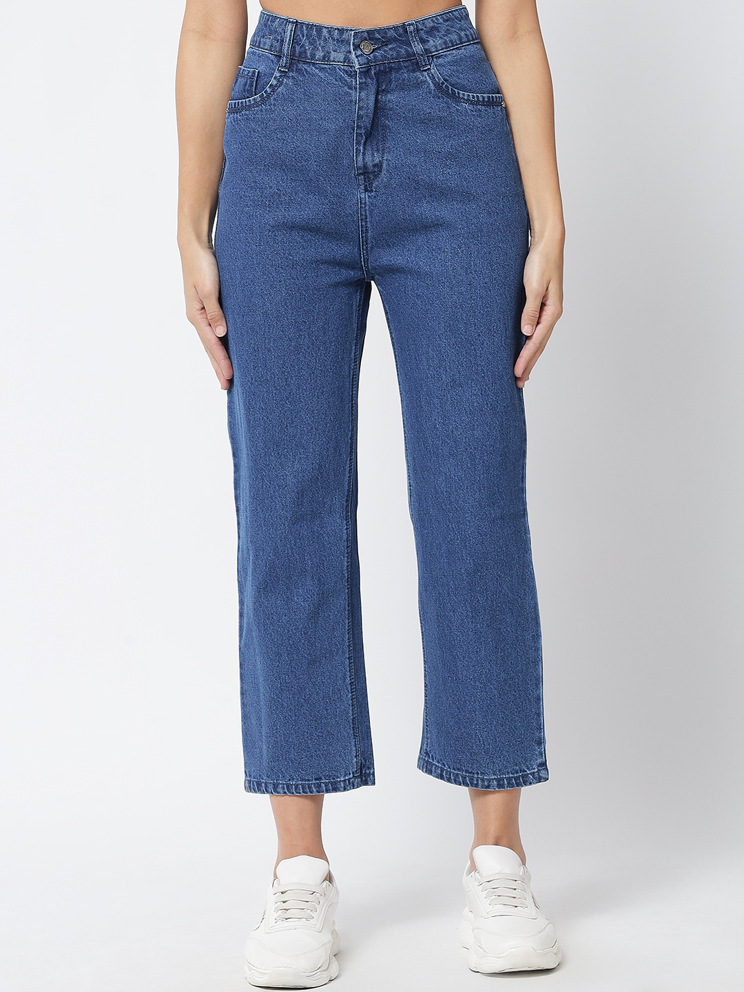 M Moddy 551bw Straight Fit High Rise Blue Jeans For Girls - Cotton 3/1 Fabric, Available Sizes 28-34, Blue Wash (Bw) And Heavy Wash (Hw)