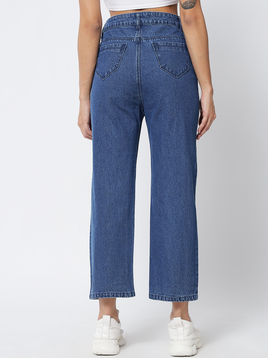 M Moddy 551bw Straight Fit High Rise Blue Jeans For Girls - Cotton 3/1 Fabric, Available Sizes 28-34, Blue Wash (Bw) And Heavy Wash (Hw)