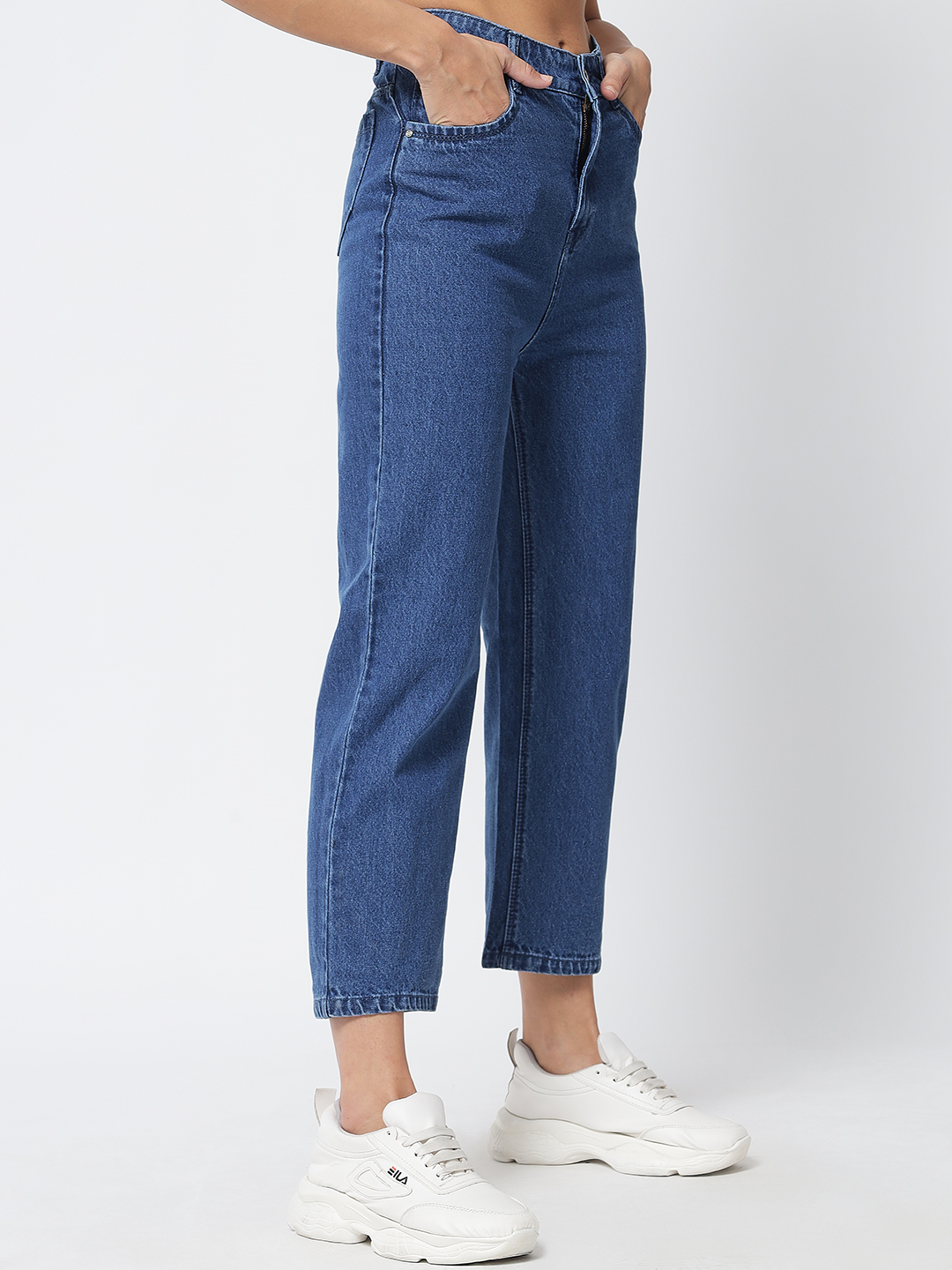 M Moddy 551bw Straight Fit High Rise Blue Jeans For Girls - Cotton 3/1 Fabric, Available Sizes 28-34, Blue Wash (Bw) And Heavy Wash (Hw)