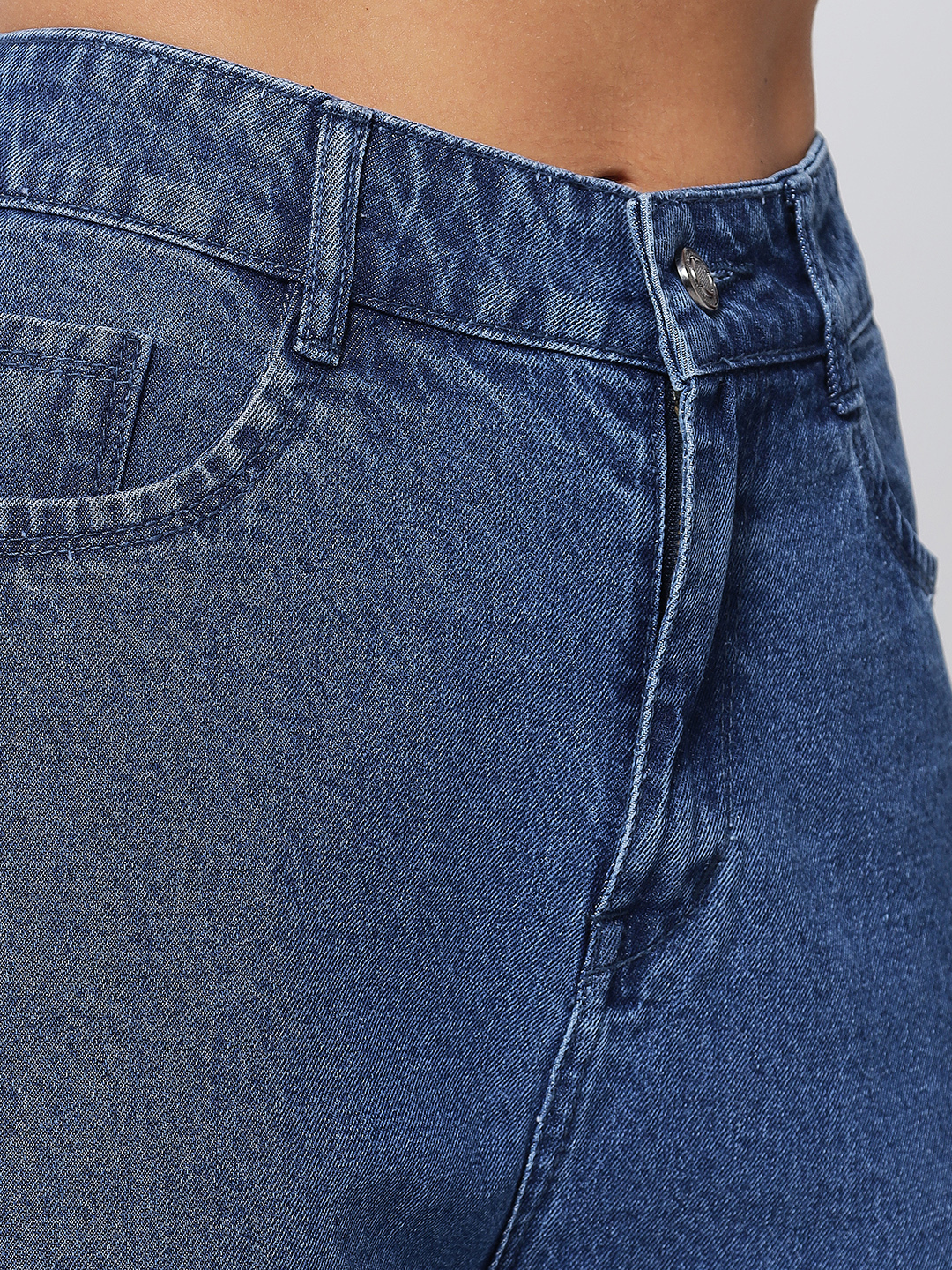 M Moddy 551bw Straight Fit High Rise Blue Jeans For Girls - Cotton 3/1 Fabric, Available Sizes 28-34, Blue Wash (Bw) And Heavy Wash (Hw)