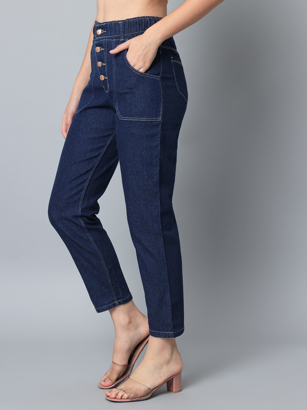 M Moddy Z582hw Women Slim Fit 4 Button Stretchable Ankle Length Jeans