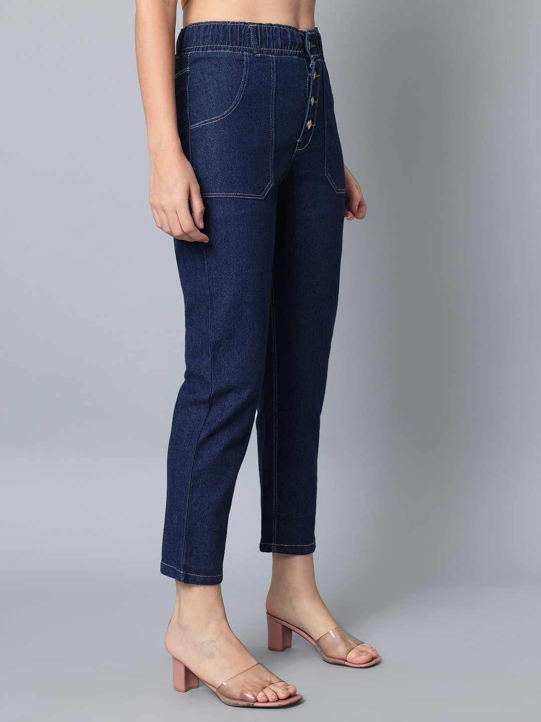 M Moddy Z582hw Women Slim Fit 4 Button Stretchable Ankle Length Jeans