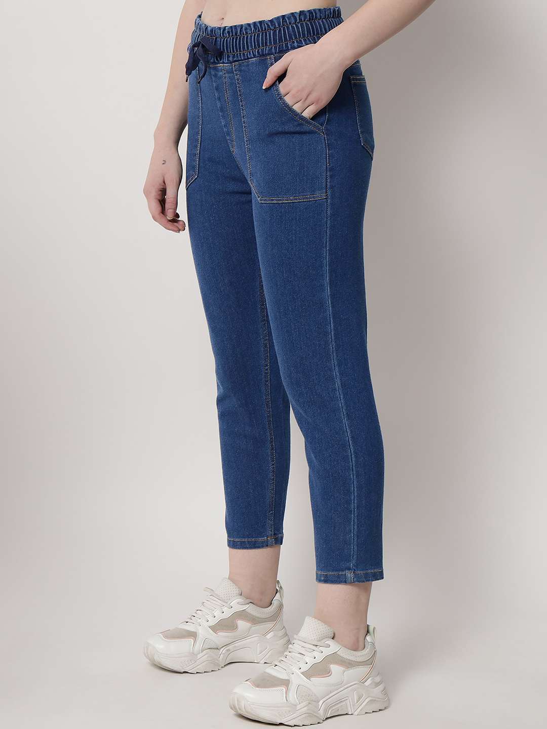 M Moddy 589bw Stretchable Jogger Style Blue Jogger Jeans For Women - Feature: Washable