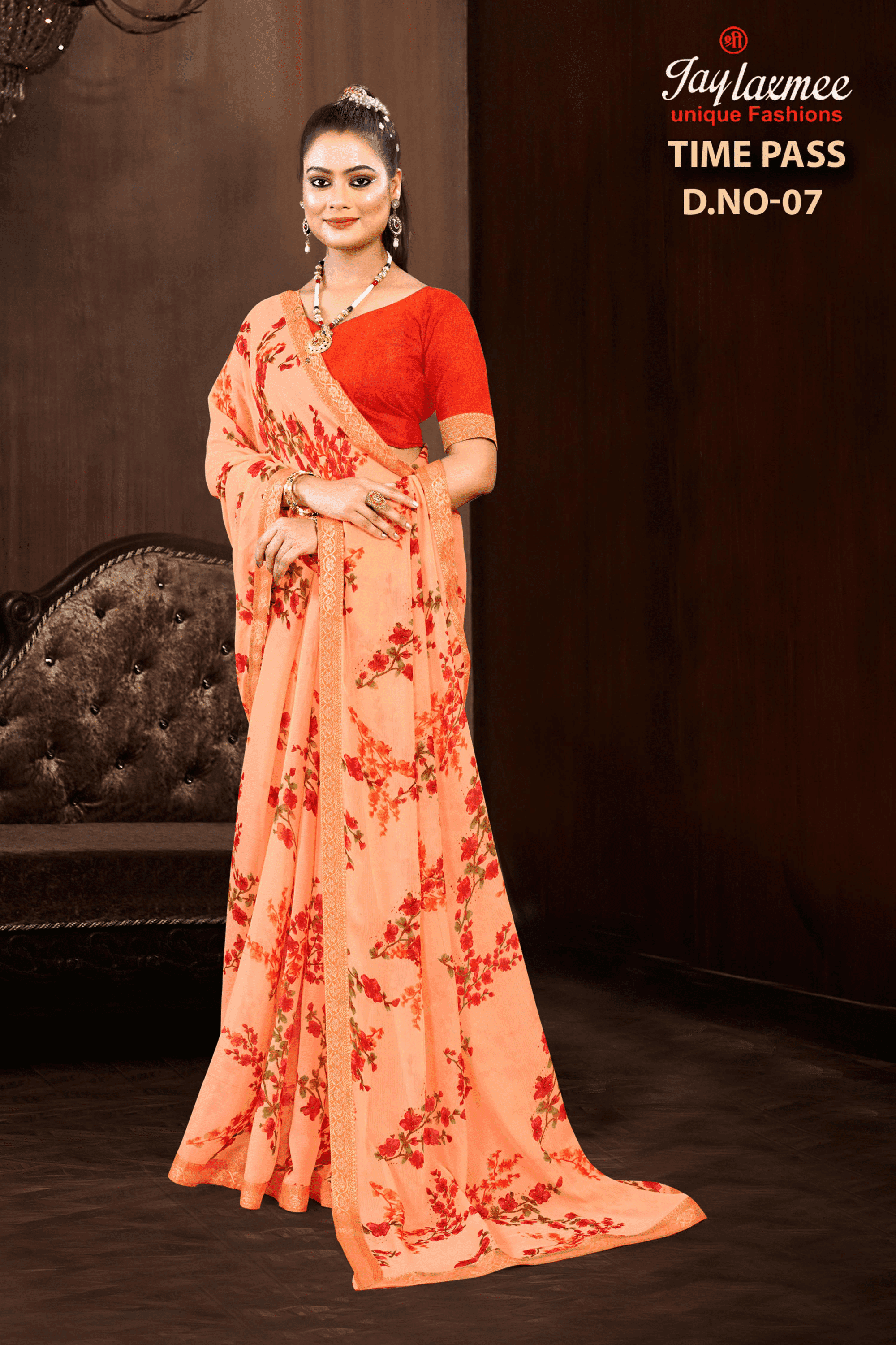 Printed Saree With Lace Border