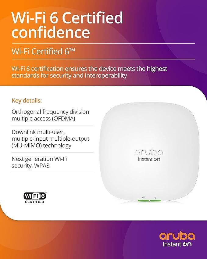 Plastic Dual Radio Aruba Instant On Ap 22d Wireless Access Points