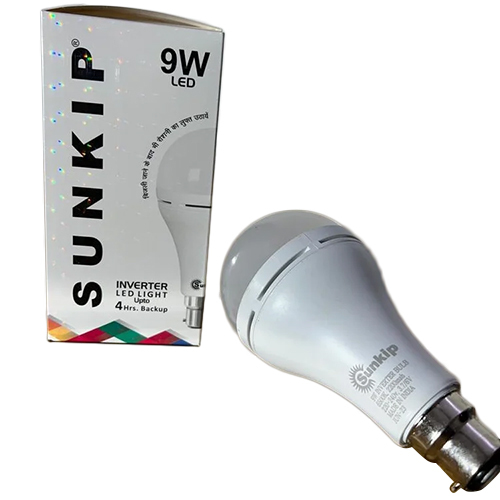 9W Inverter LED Bulb - Aluminum Body, 12W Power, Cool Daylight, White Color, 2200mAh Rechargeable Lithium-Ion Battery | CE Certified, Fully Assembled, 1-Year Warranty