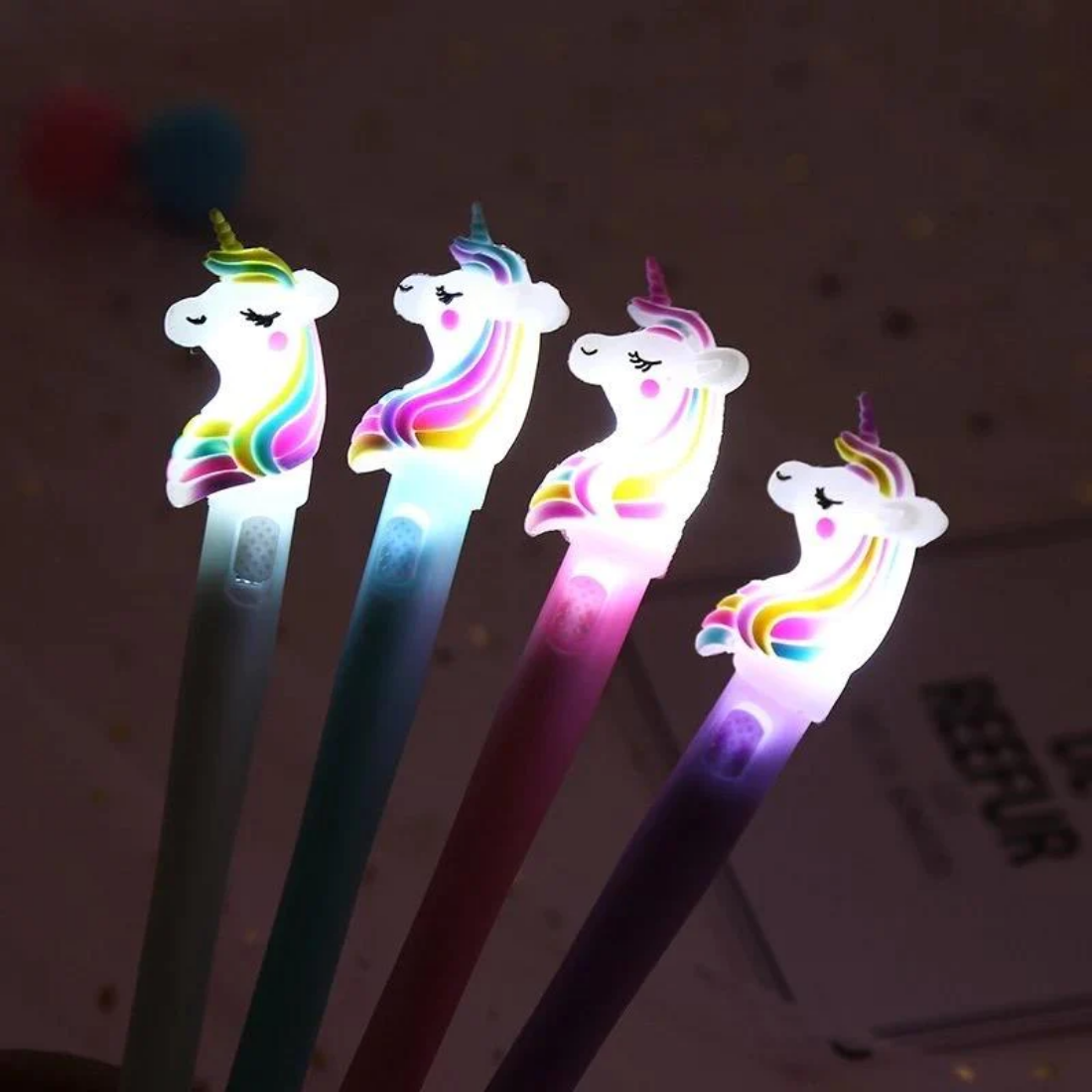 Unicorn Light Pen - Plastic Material 0.5mm Tip Size | Soft Glow Led Gel Ink Beautifully Printed Design Ideal For School And Project Works