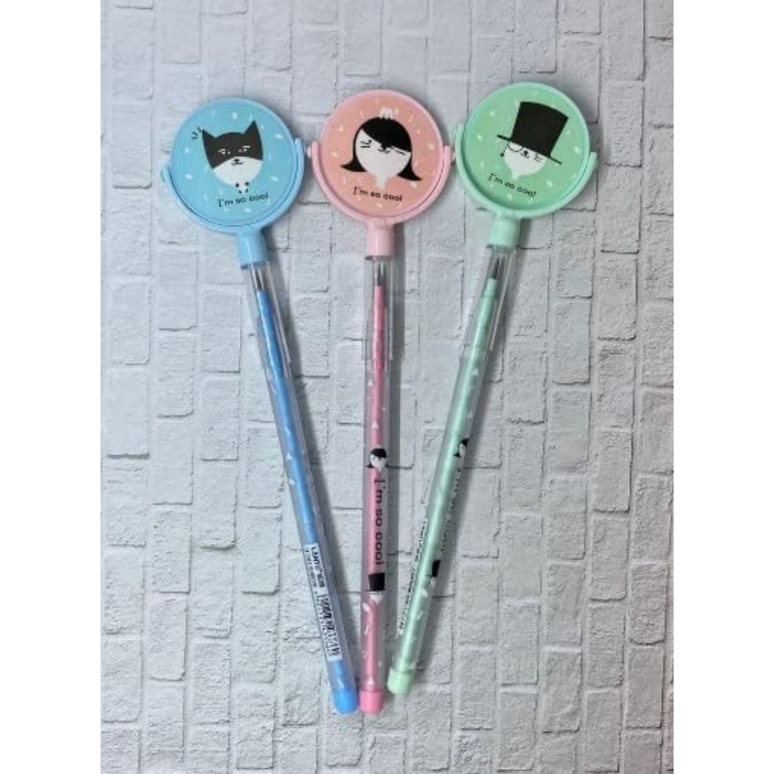 Mirror Comb Pencil - Plastic Standard Size Multicolor Design | Cute Return Gift Good Quality Round Shape Printed Style