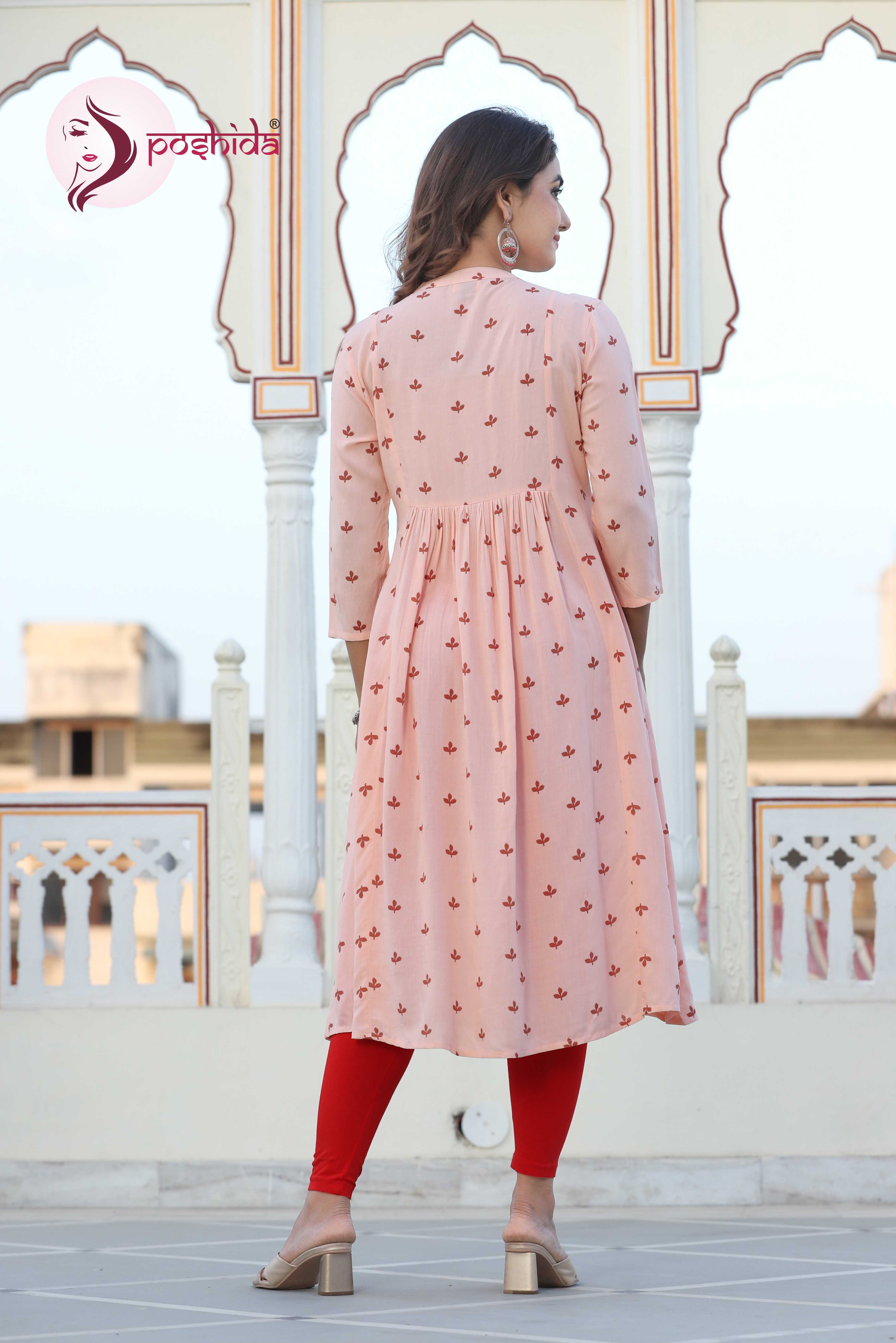 Washable Peach Elegant Kurta