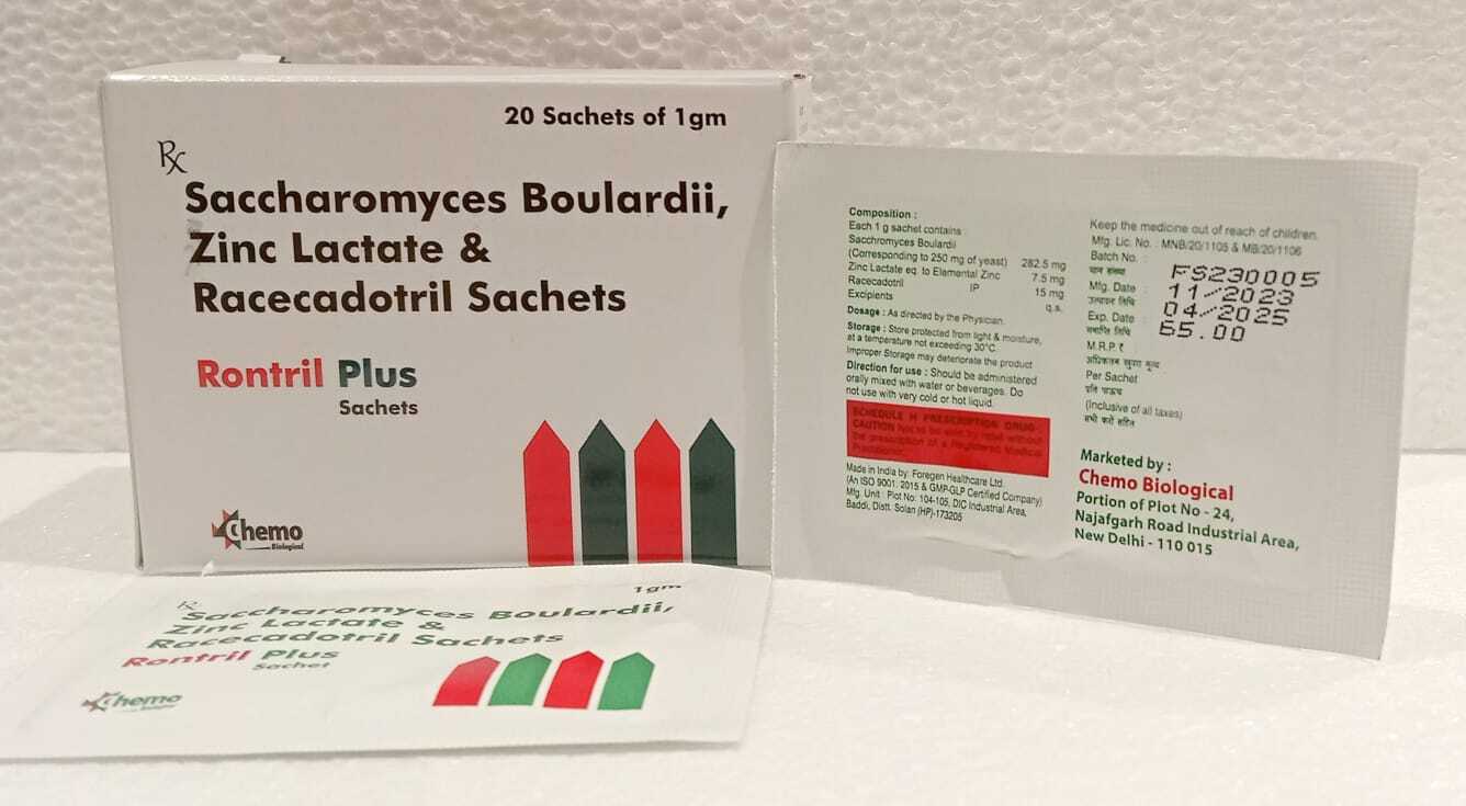 Racecadotril 15 Mg + Saccharomyces Boulardii 282.5mg + Zinc 7.5 Mg Sachets