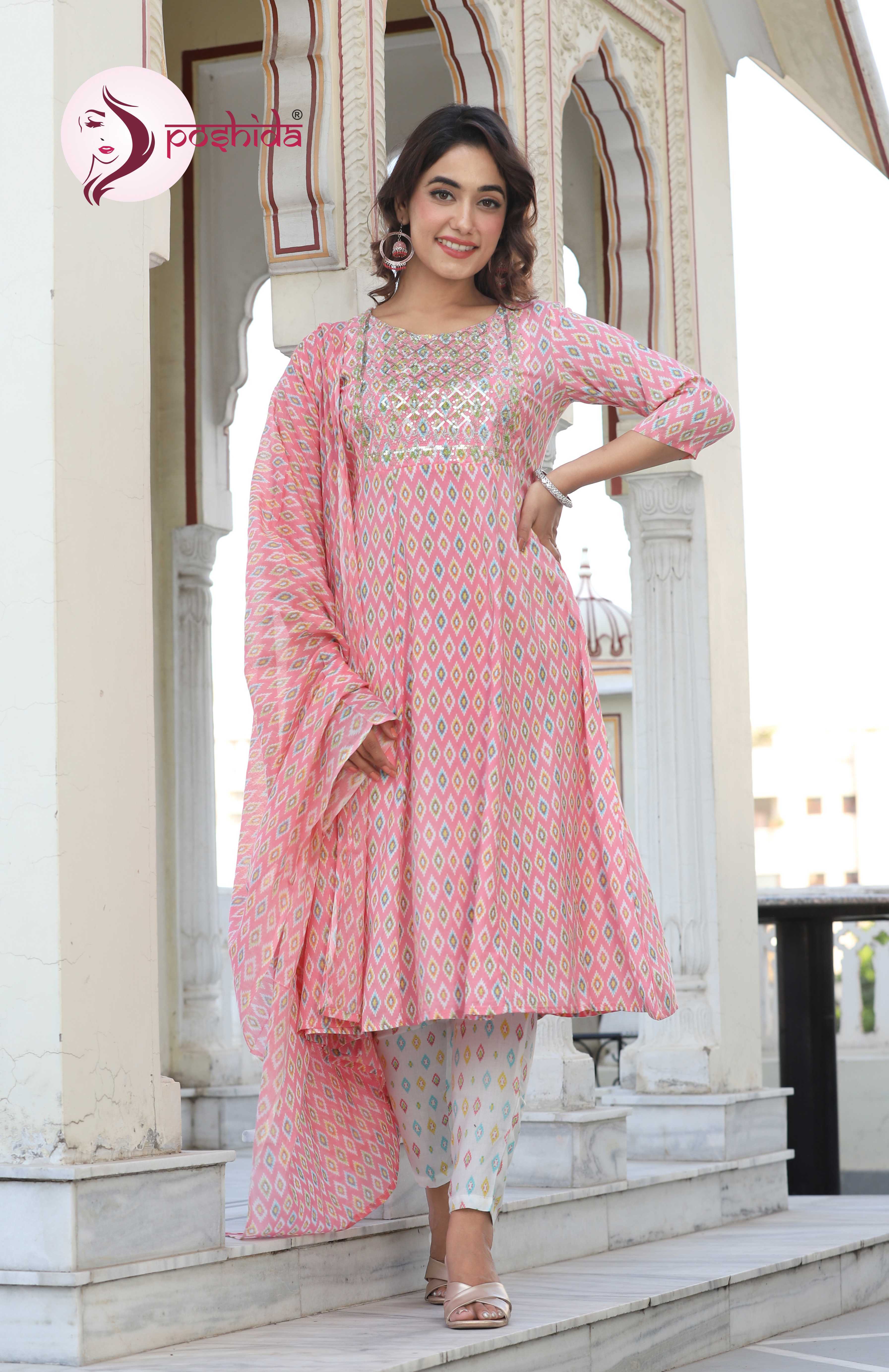 Indian Pink Chitralekha Three Piece Set