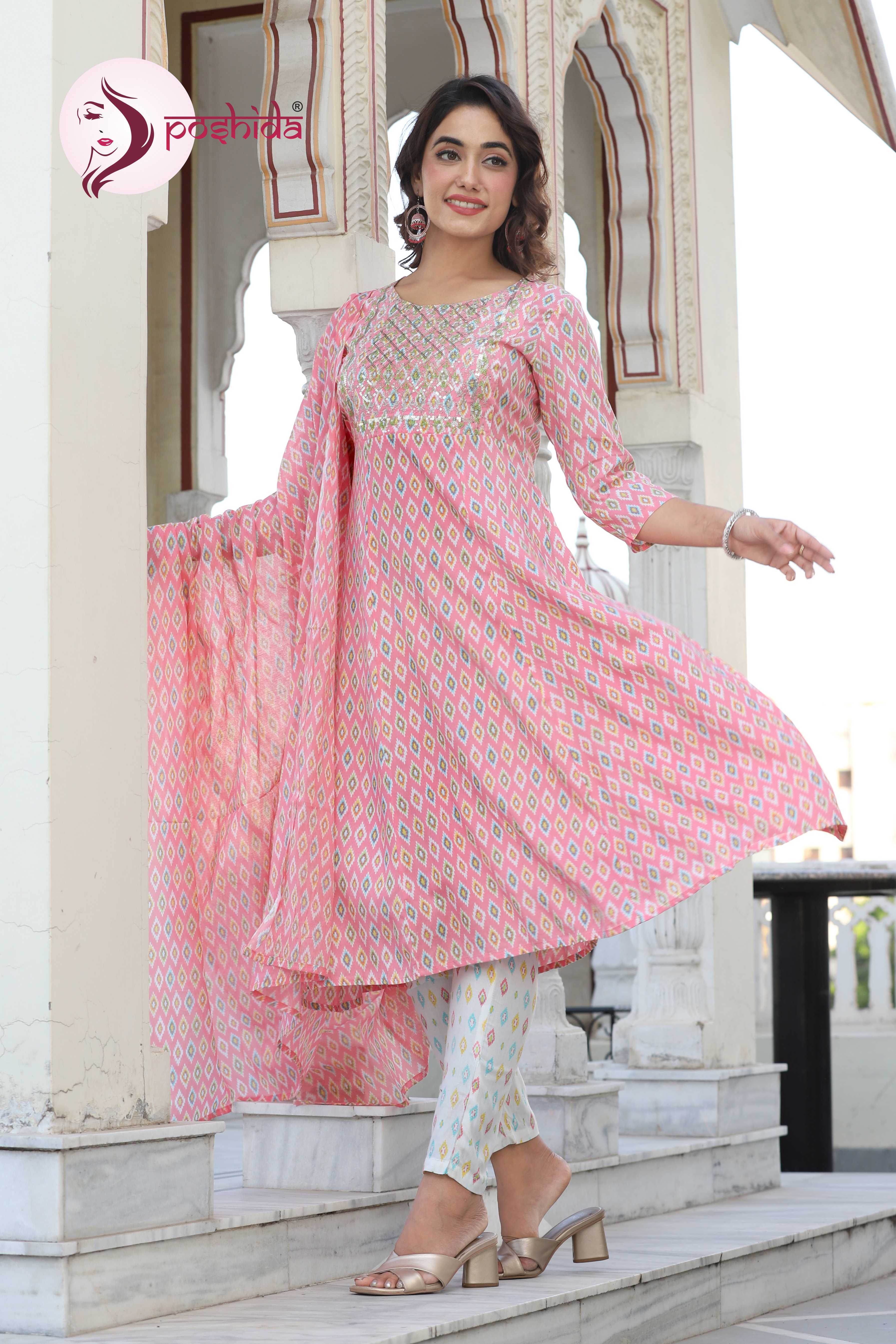 Indian Pink Chitralekha Three Piece Set