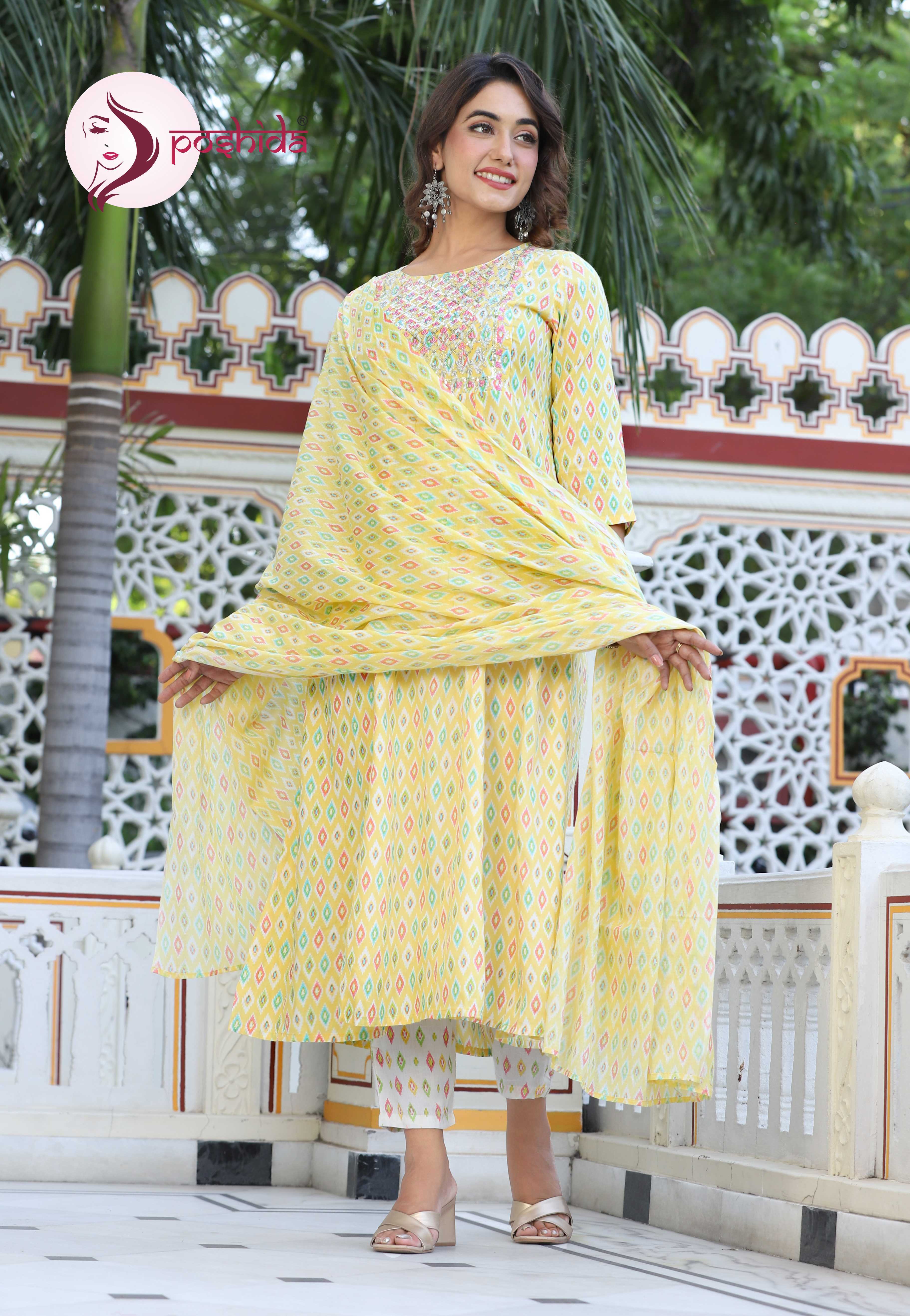 Lemon Chitralekha Three Piece Set - Rayon, Customized Size, Bright Yellow Color | Full Sleeves, Washable, Versatile For All Seasons