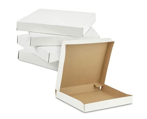 Pizza Box White Medium - Paper, 10x10x1.5 Inches, Clean Cowhide Brown Finish | Easy Customization, Eco-friendly, Crush-resistant Design