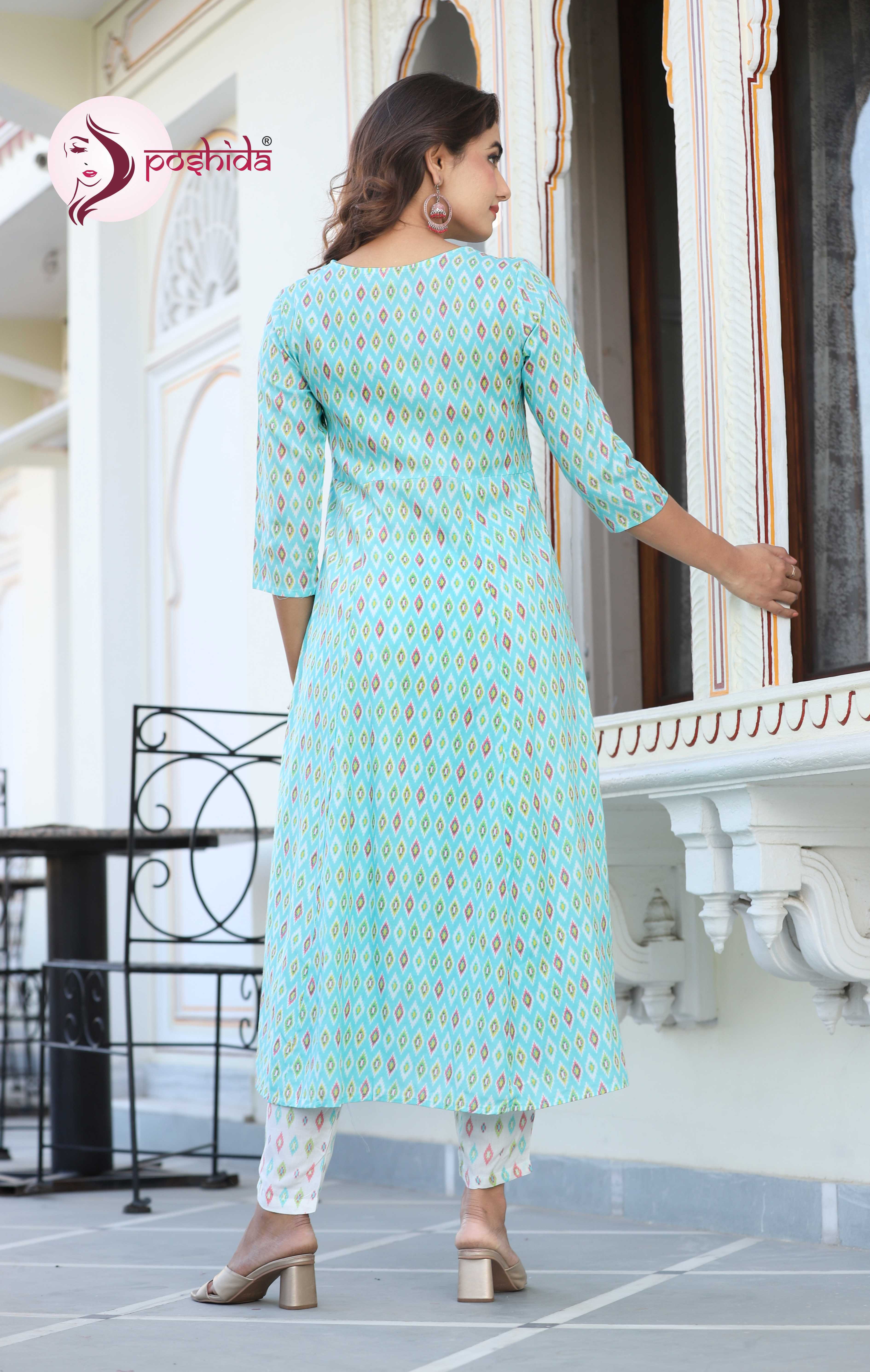 Indian Aqua Chitralekha Three Piece Set at 916.00 INR in Jaipur | Poshida By Ronak Textiles Indian Aqua Chitralekha Three Piece Set at 916.00 INR in Jaipur | Poshida By Ronak Textiles