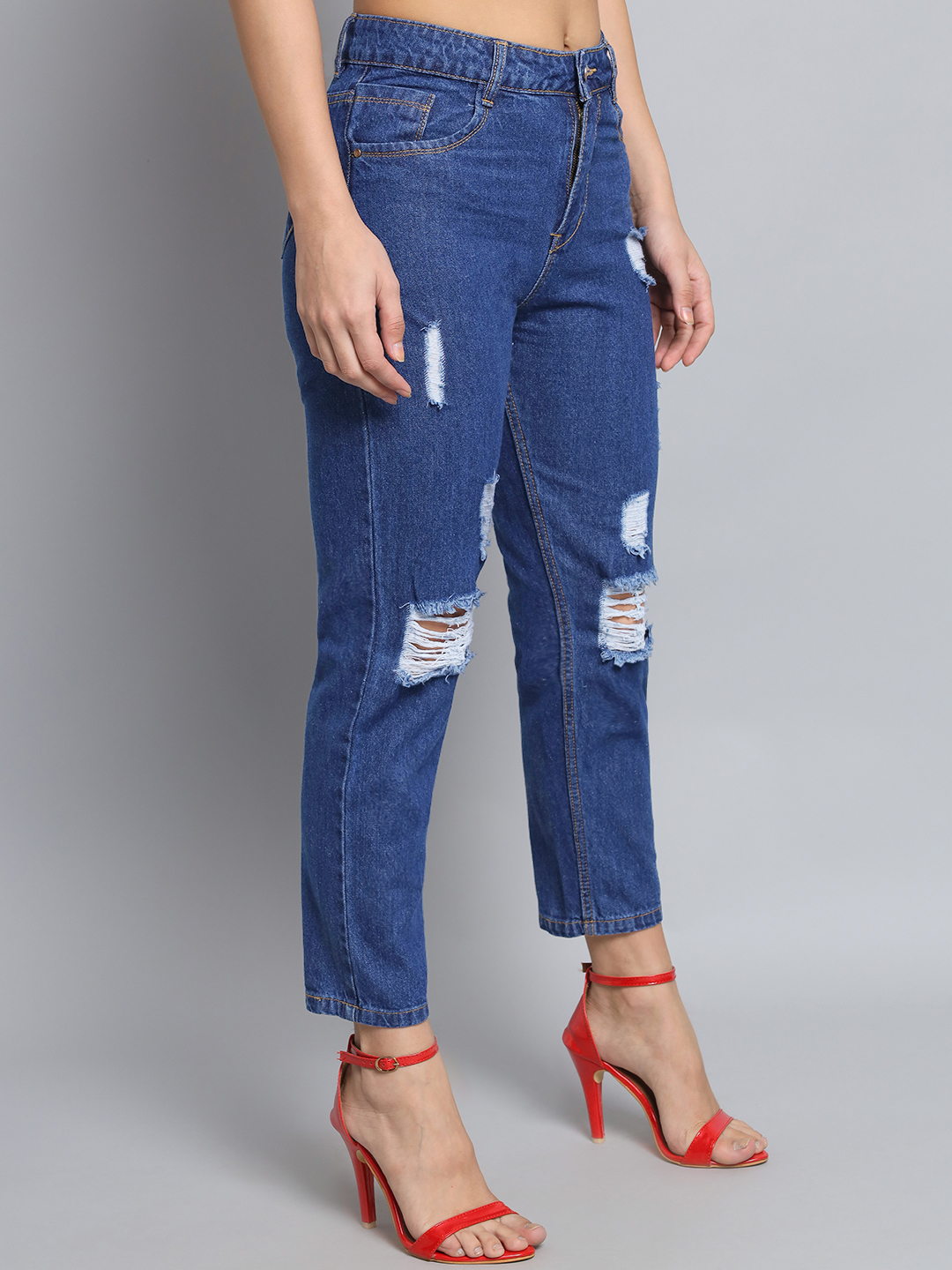 M Moddy 595bw Slim Fit Dark Blue Jeans For Girls - Cotton Set Of 4 (28 30 32 34) | Washable Suitable For All Seasons