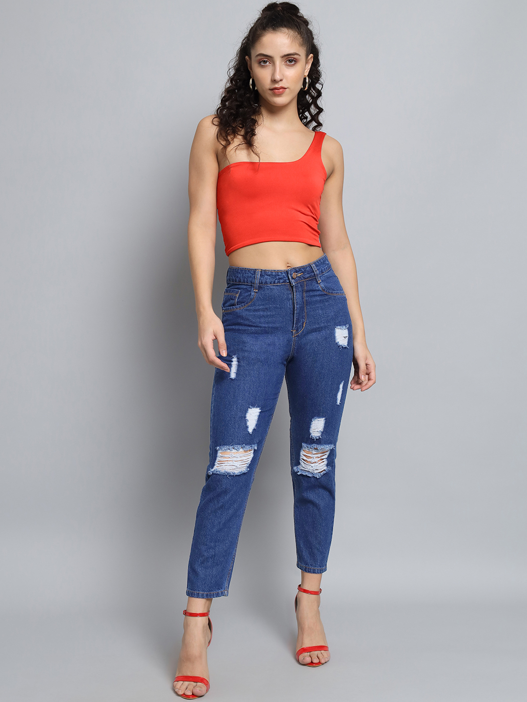 M Moddy 595bw Slim Fit Dark Blue Jeans For Girls - Cotton Set Of 4 (28 30 32 34) | Washable Suitable For All Seasons