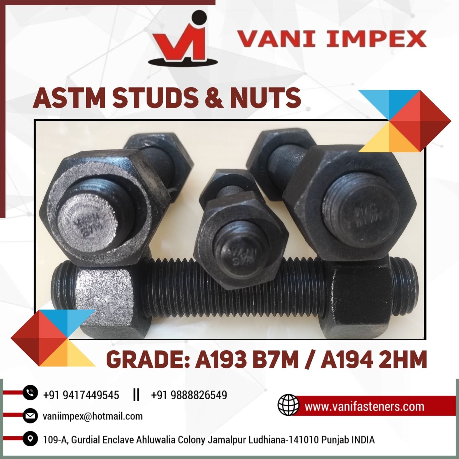 B7 Studs With 2h Heavy Hex Nuts