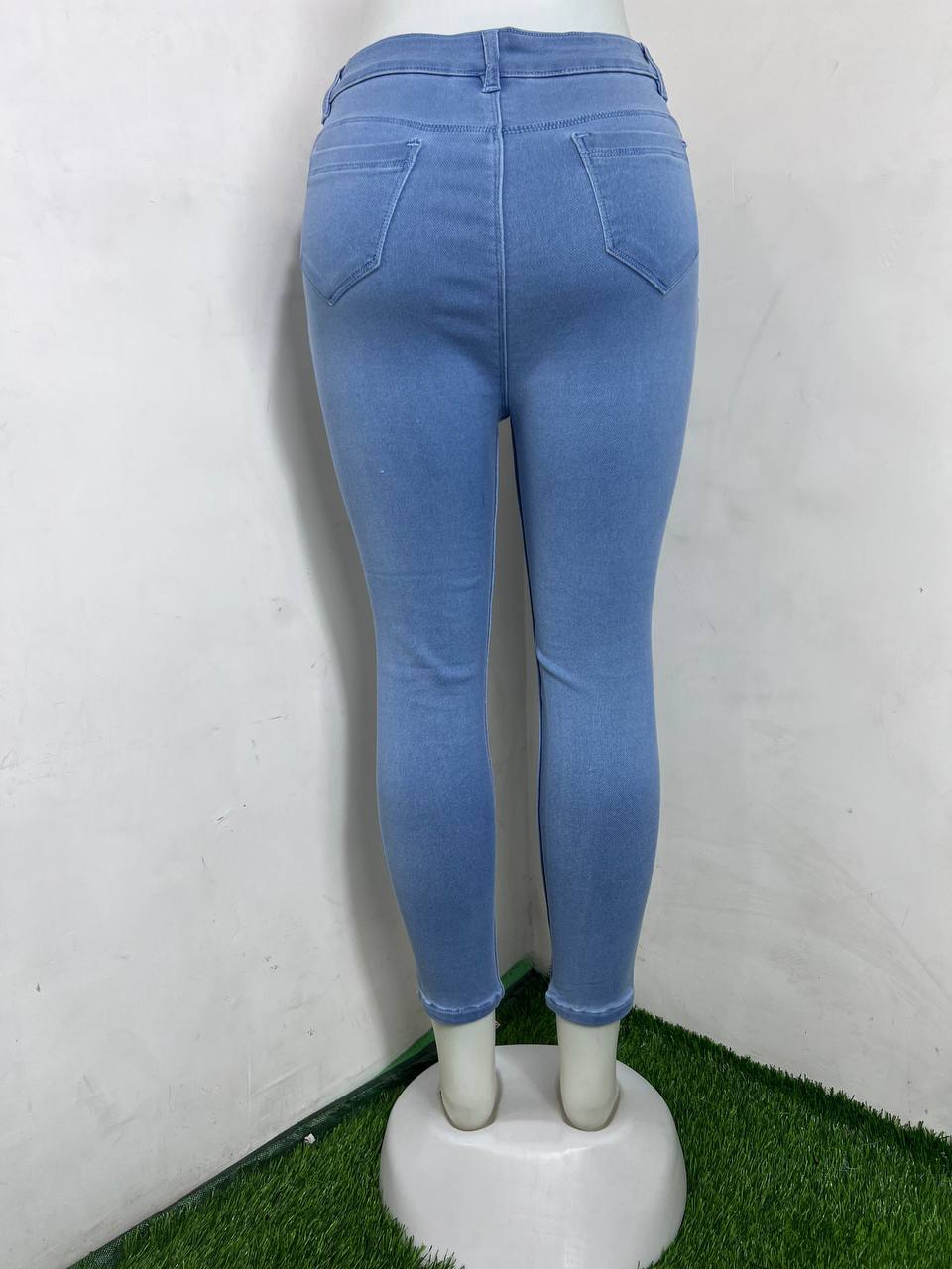M Moddy 600ice Single Button Kniting Power Lycra Light Blue Women Jeans - Power Lycra Fabric, Sizes Available: 28-34, Color Options: Black, Dark Blue, Blue, Light Blue