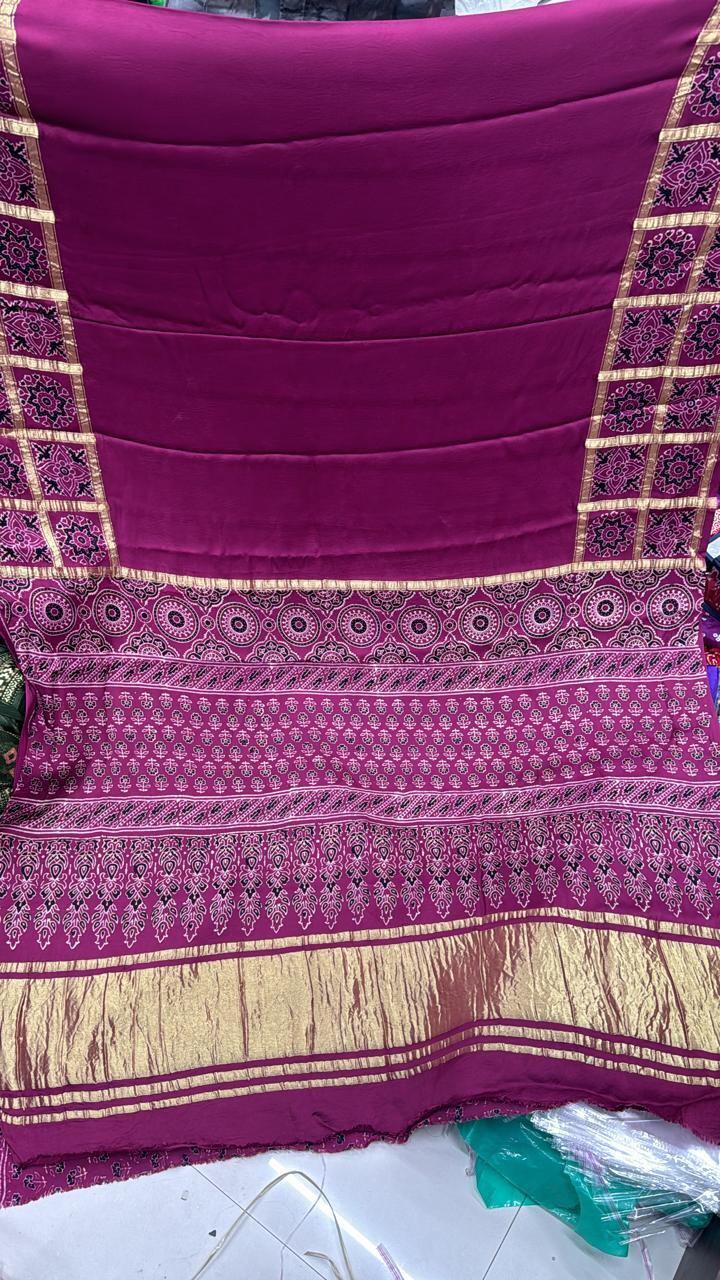 Hand Block Printed Saree - Silk Material, 5 Elegant Colors | Traditional Zari Work Artistry