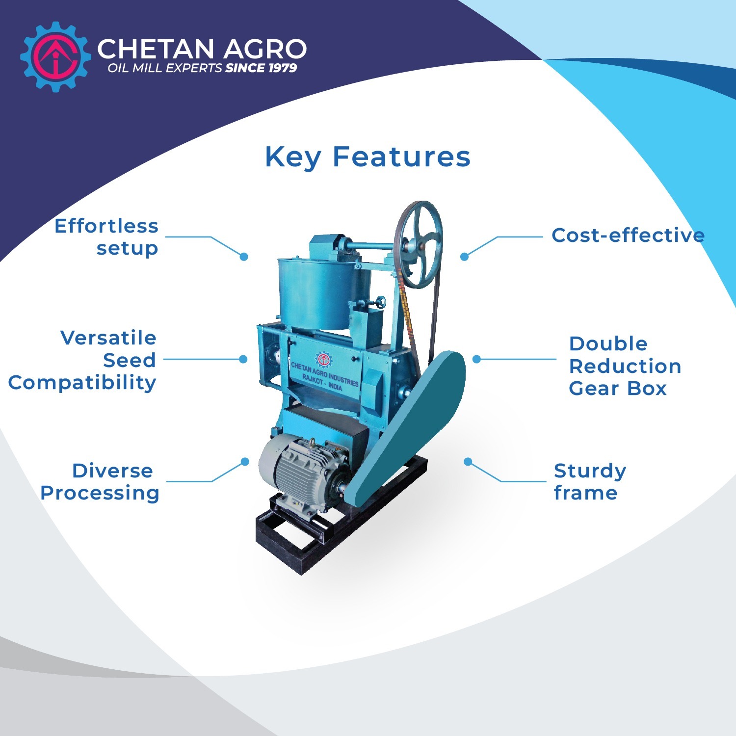 Groundnut Oil Mill Plant Chetan Agro Oil Expeller Capacity 100-125 Kg/hr Power: 10 Horsepower (Hp)
