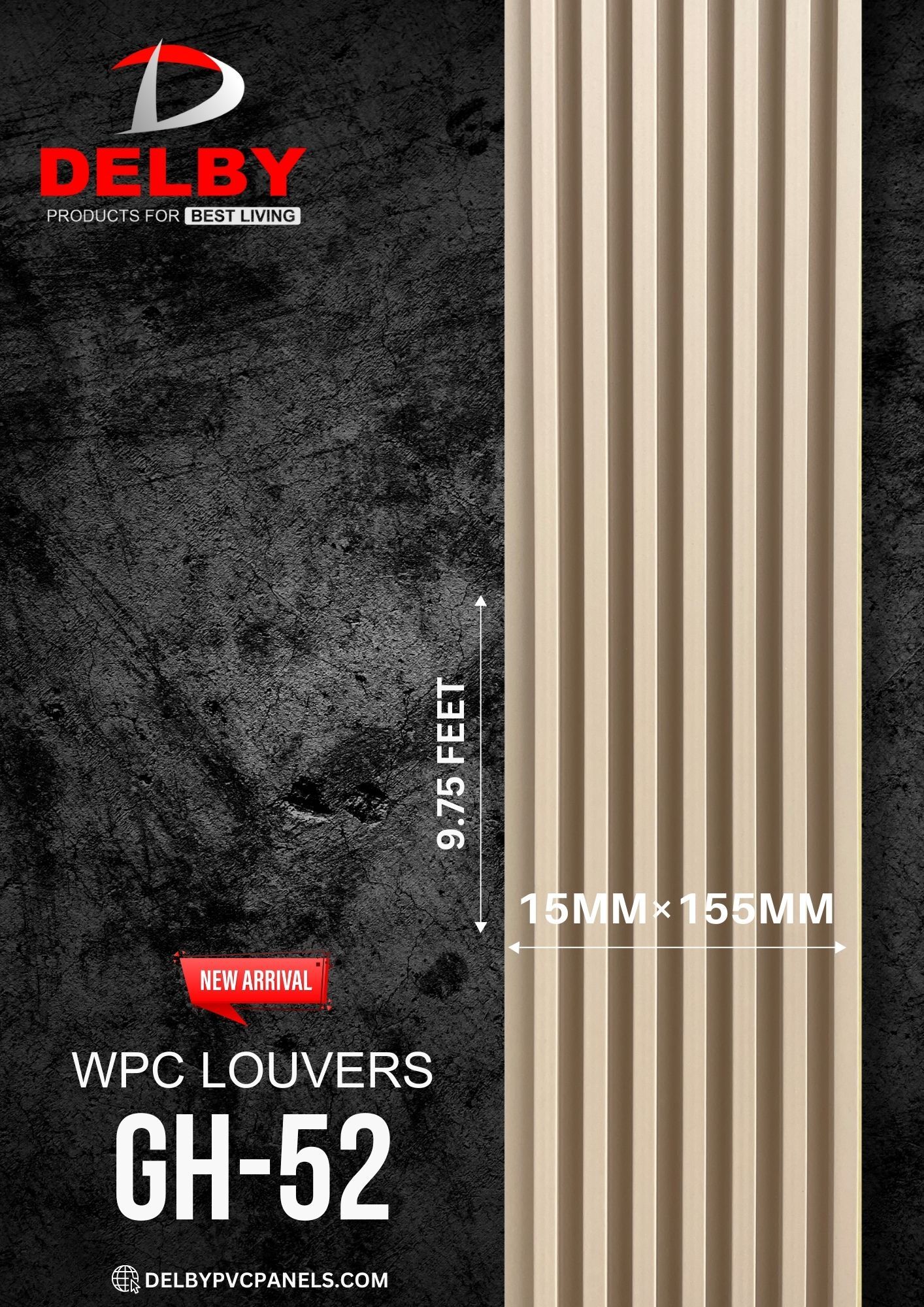 Fluted Louver Wpc Wall Panels - Delby Gh Series Size: As Per Requirement