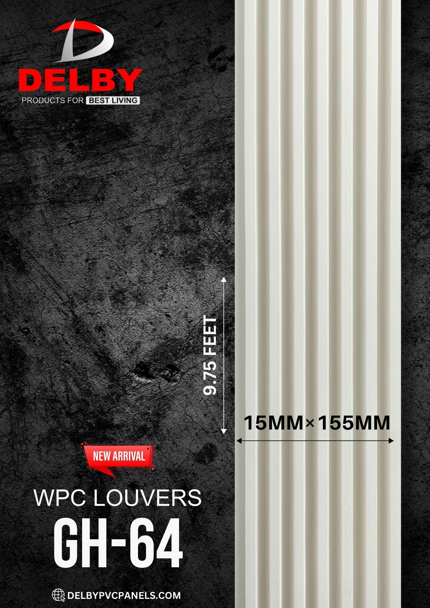 Fluted Louver Wpc Wall Panels - Delby Gh Series Size: As Per Requirement
