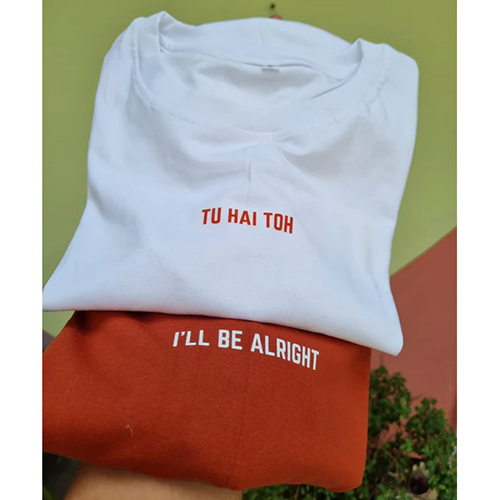 Different Available White Rust Regular Matching T-Shirt Set