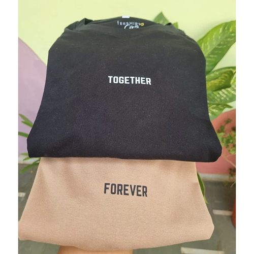Super Soft Regular Matching T-Shirt Set - Cotton Fabric, Customized Size, Printed Patterns, Warranty Included | Variety of Colors Available