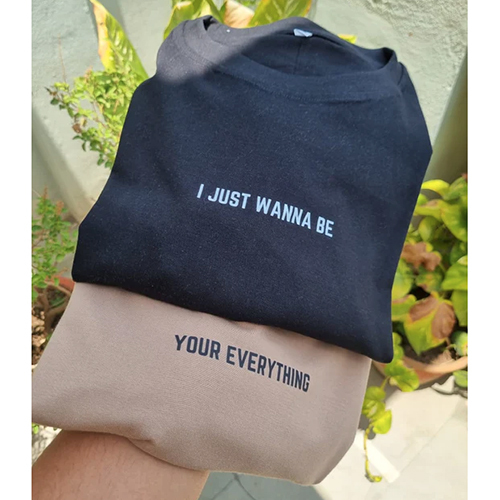 Different Available Black Beige Regular Couple T-Shirt Set